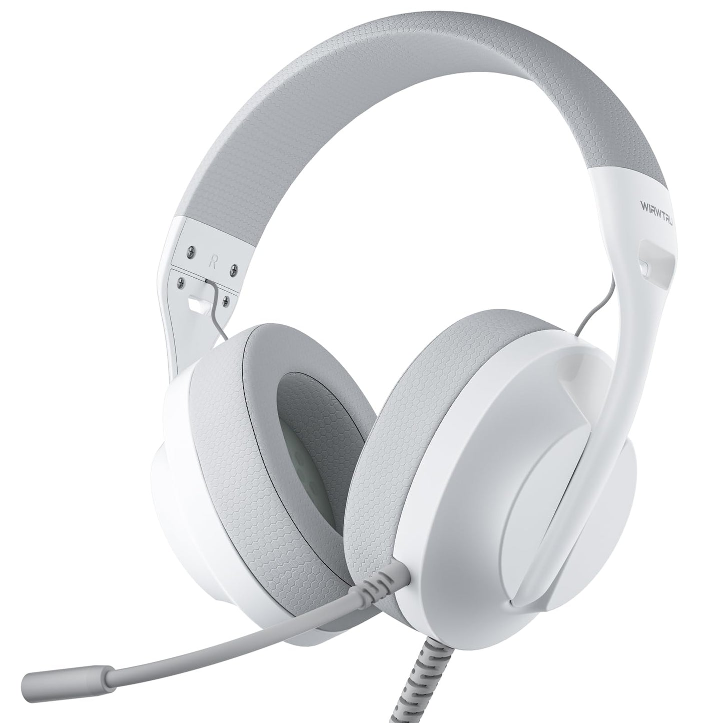 WIRWTRU S30 Gaming Headset with Microphone 198g Lightweight Design Wired Gaming Headphones for Xbox Xbox Series X|S PS5 PS4 Switch PC Noise Cancelling Mic Soft Earmuffs (White)