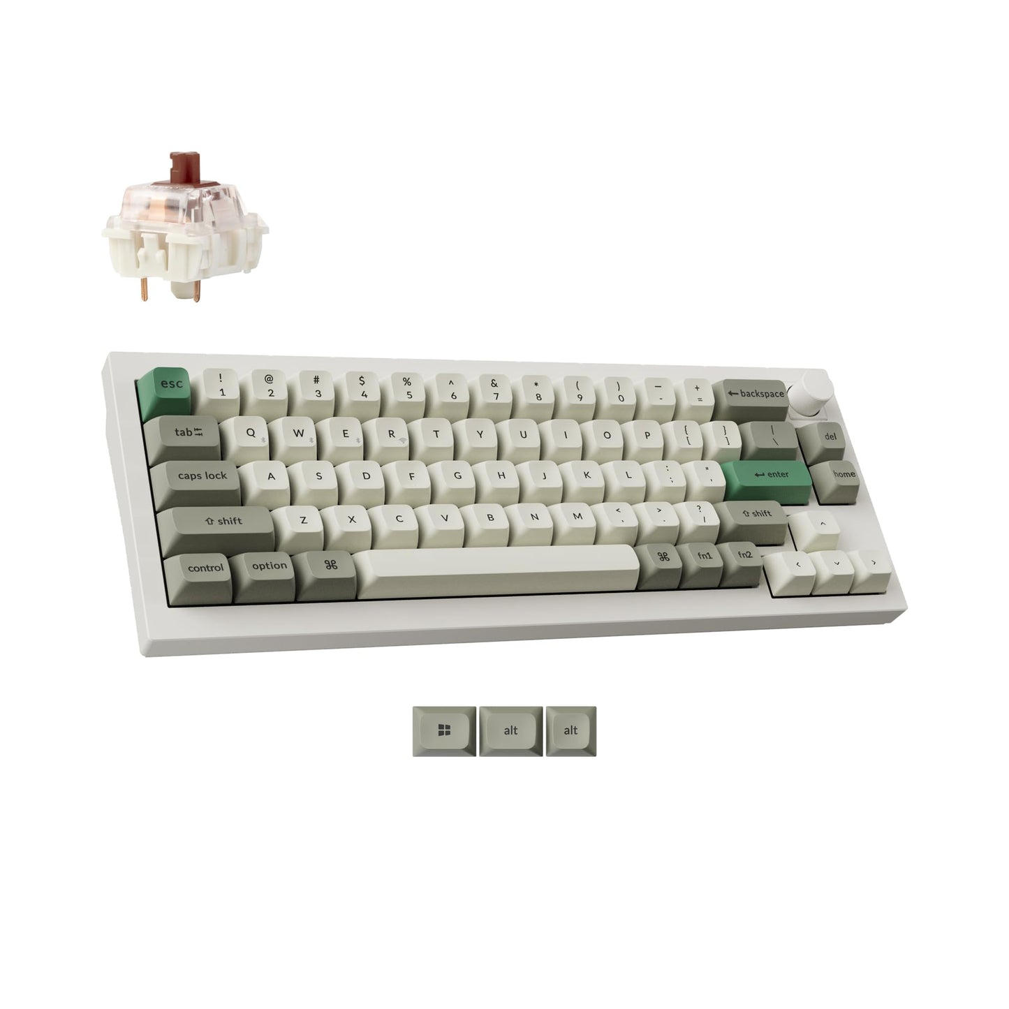 Keychron Q2 Max Wireless Custom Mechanical Gaming Keyboard QMK/VIA Programmable Knob 2.4 GHz/Bluetooth 5.1/Wired 65% Compact RGB Hot-Swap with Gateron Brown Switch for Mac Windows Linux - White