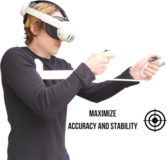 iStock VR Gunstock - Pro Grade Stabilizer for Meta Quest 2/3 - Lightweight Left Hand Design - White