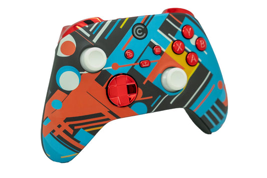 Custom Controllerzz Wireless Controller for Xbox & PC - Abstract Fusion & Red Chrome Inserts