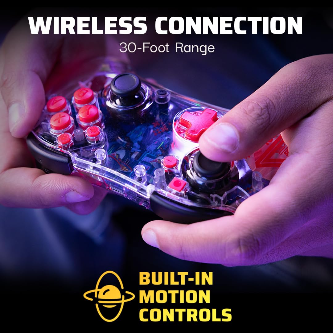 PDP REALMz Wireless Pro Controller for Nintendo Switch, Rechargeable LED, Shadow ARK Chaos, Model 500-246-SDW, Full Motion Controls