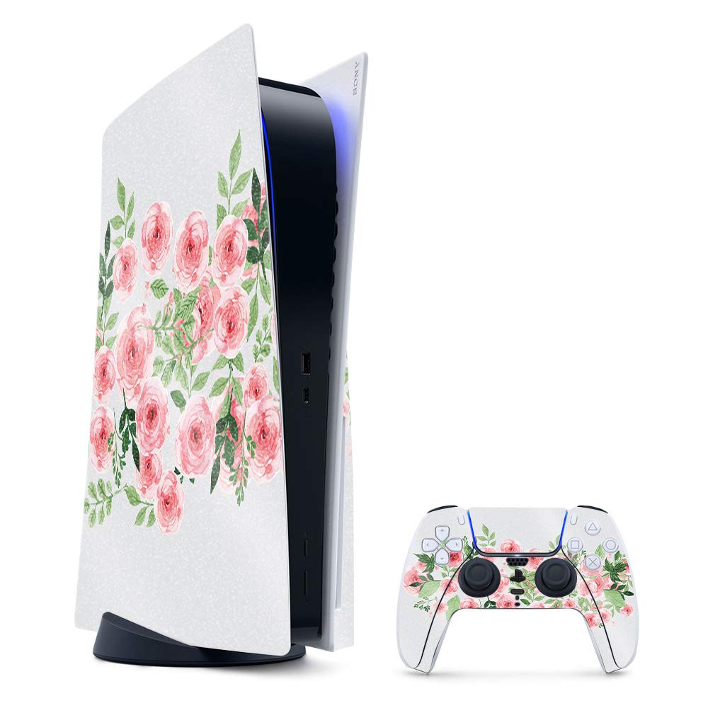 MightySkins Glossy Glitter Gaming Skin for PS5 / PlayStation 5 Bundle - Bouquet | Durable High-Gloss Glitter Finish | Easy to Apply and Change Style | Made in The USA