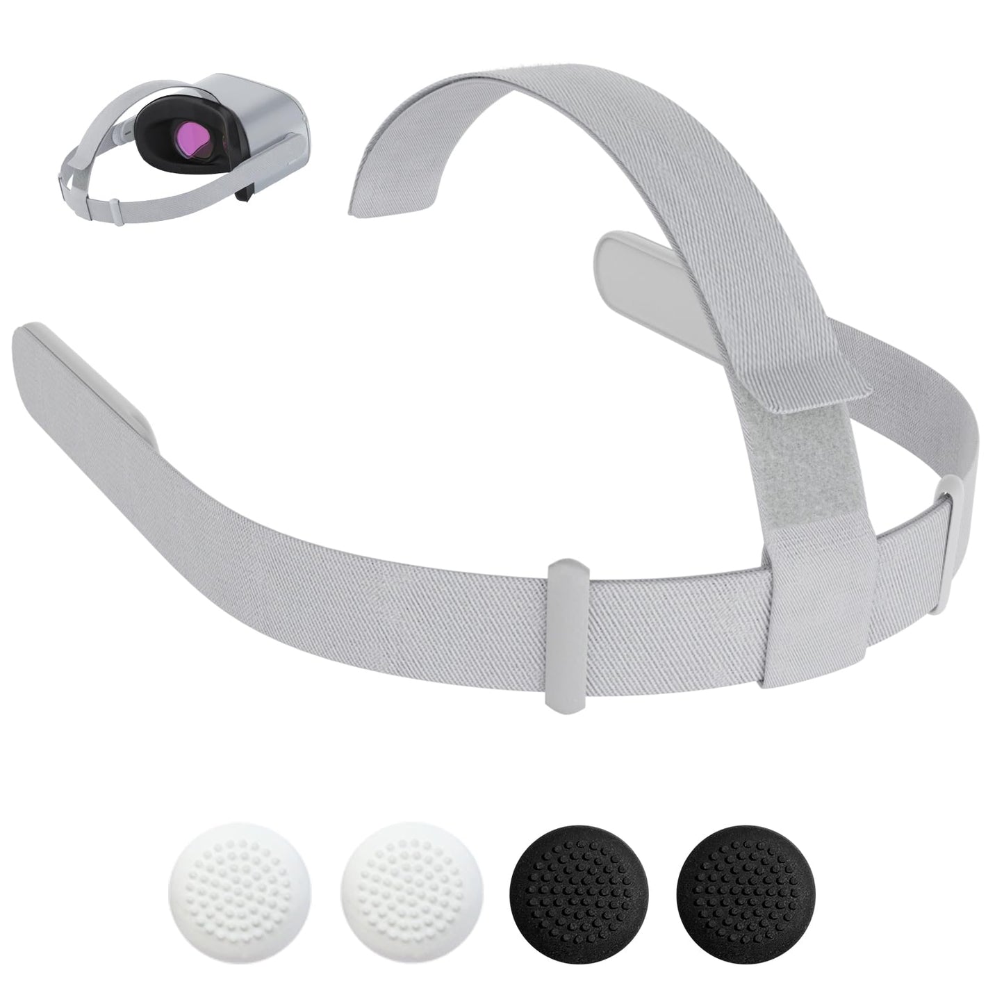 Original Head Strap for 0culus Quest 2 Headset TanReginal Replacement HeadStrap Compatible with Met-a Quest 2 Headstrap with 4 Pcs Controller Thumb Grip Caps