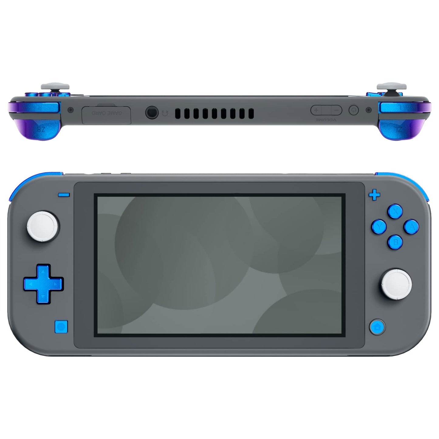 eXtremeRate Chameleon Purple Blue Glossy Replacement ABXY Home Capture Plus Minus Keys Dpad L R ZL ZR Trigger for Nintendo Switch Lite Full Set Buttons Repair Kits w/ Tools for Nintendo Switch Lite