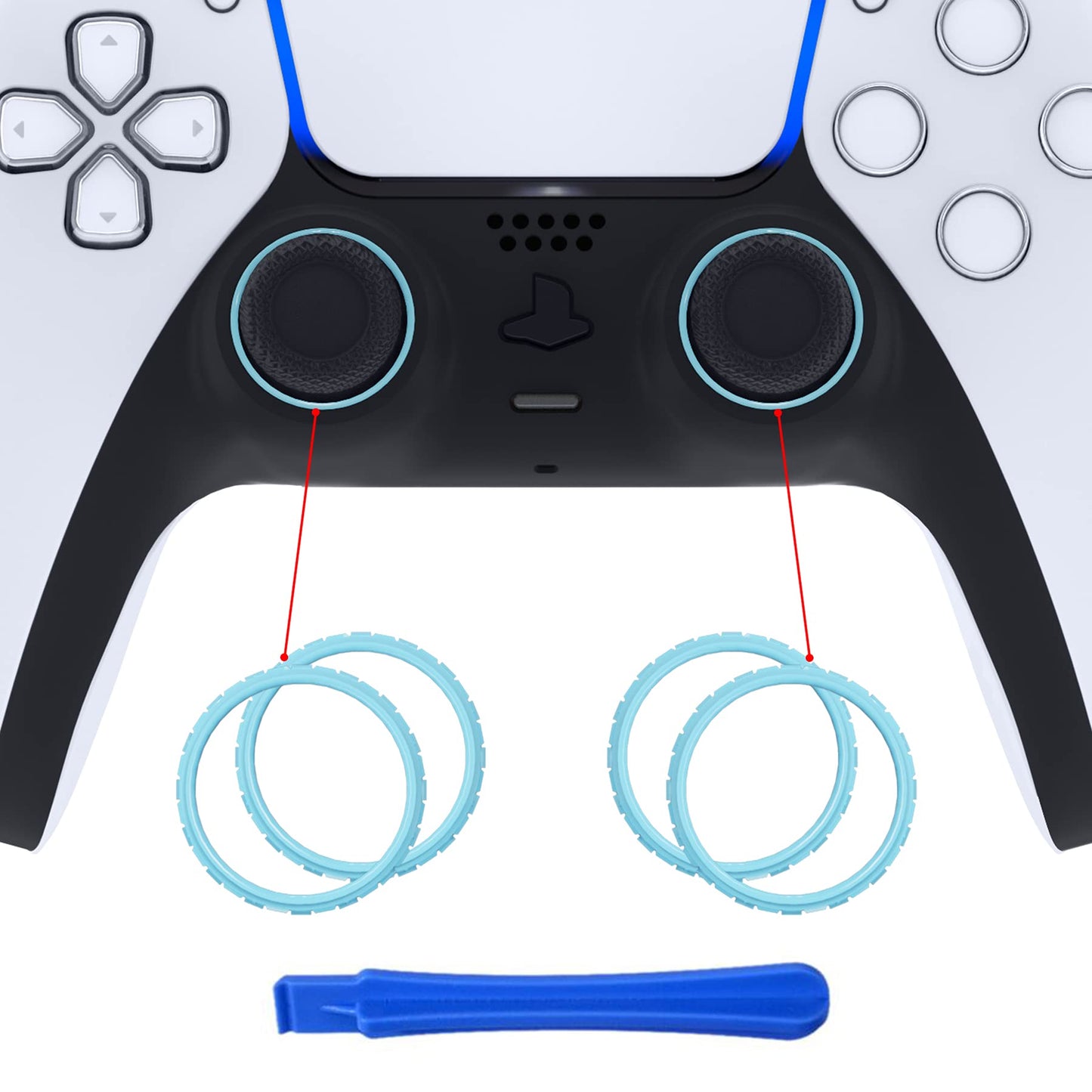 eXtremeRate Heaven Blue Replacement Accessories for PS5 Controller Custom Accent Rings for PS5 Controller - Controller NOT Included