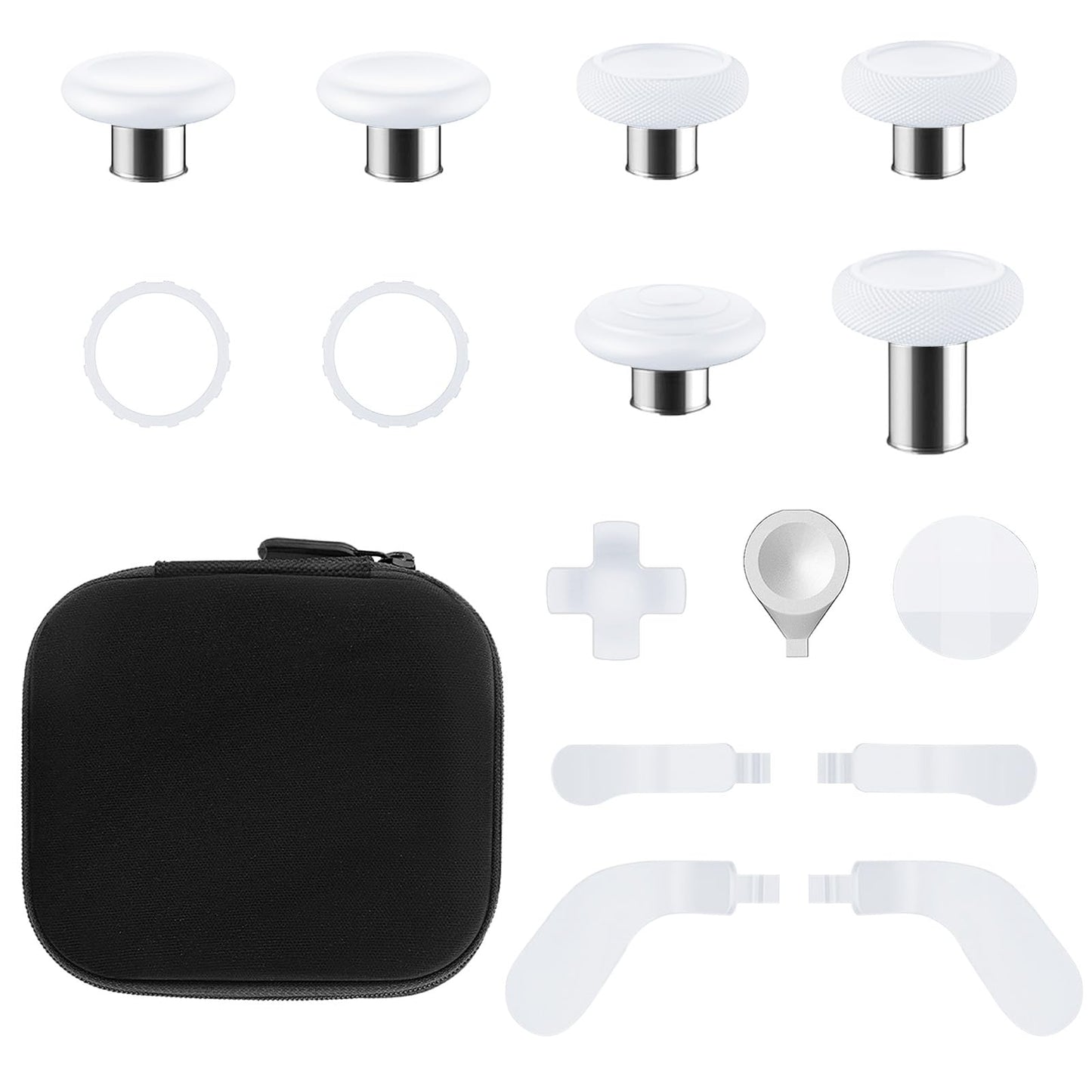 TOMSIN Thumbsticks&Paddles for Xbox Elite 2 Controller 15 In 1 Accessories Pack with Case for Xbox Elite Controller Series 2 Core 6 Metal Thumbsticks 4 Paddles 2 D-pad Protection Rings (White)