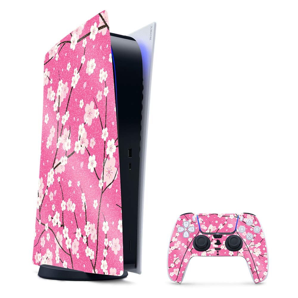 MightySkins Glossy Glitter Skin Compatible with PS5 / PlayStation 5 Digital Edition Bundle - Sakura Pink | Protective High-Gloss Glitter Finish | Easy to Apply and Change Style | Made in The USA