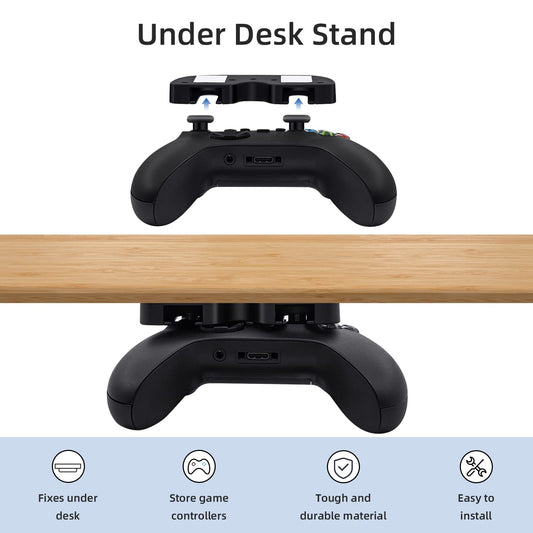 Mcbazel Under Desk Mount for Xbox & Switch Pro Controller - Black, Model MT-000044, Durable ABS Material, Space-Saving Design