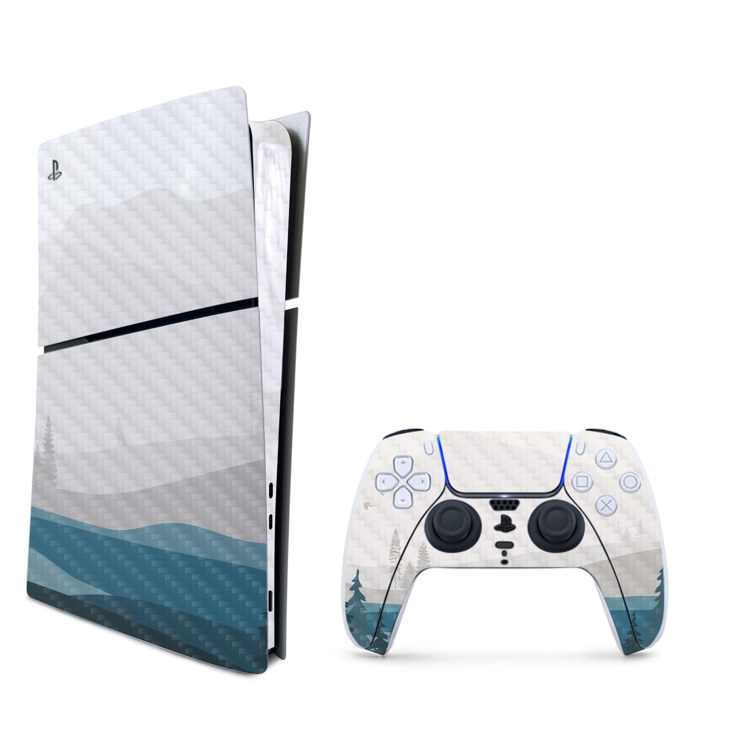 MightySkins Carbon Fiber Skin for PS5 Playstation 5 Slim Digital Edition Bundle - Tundra Protective Durable Textured Carbon Fiber Finish Easy to Apply Made in The USA