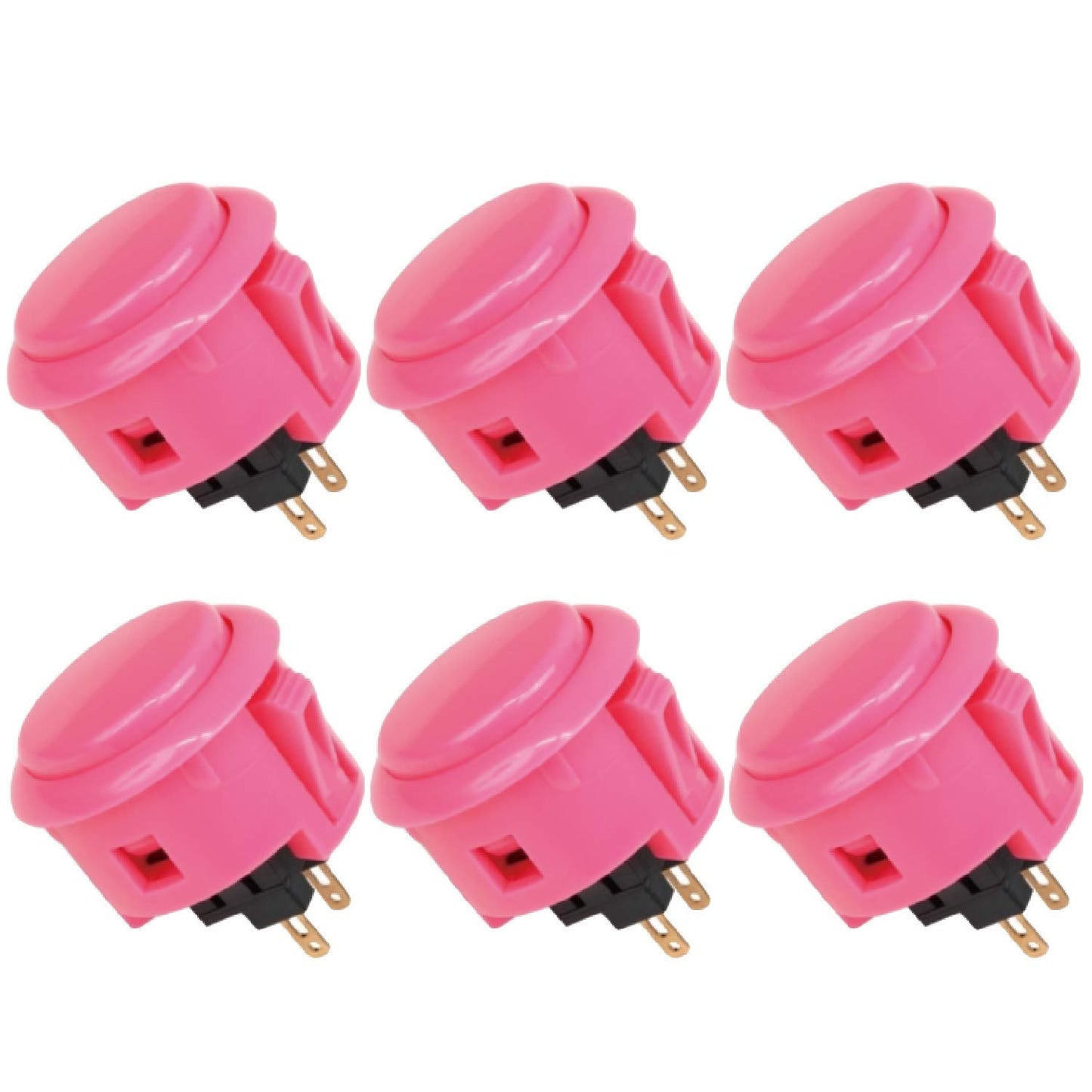 Sanwa 6 pcs OBSF-30 Original Push Button 30mm - for Arcade Jamma Video Game & Arcade Joystick Games Console (Pink) Use for Arcade Game Machine Cabinet S@NWA