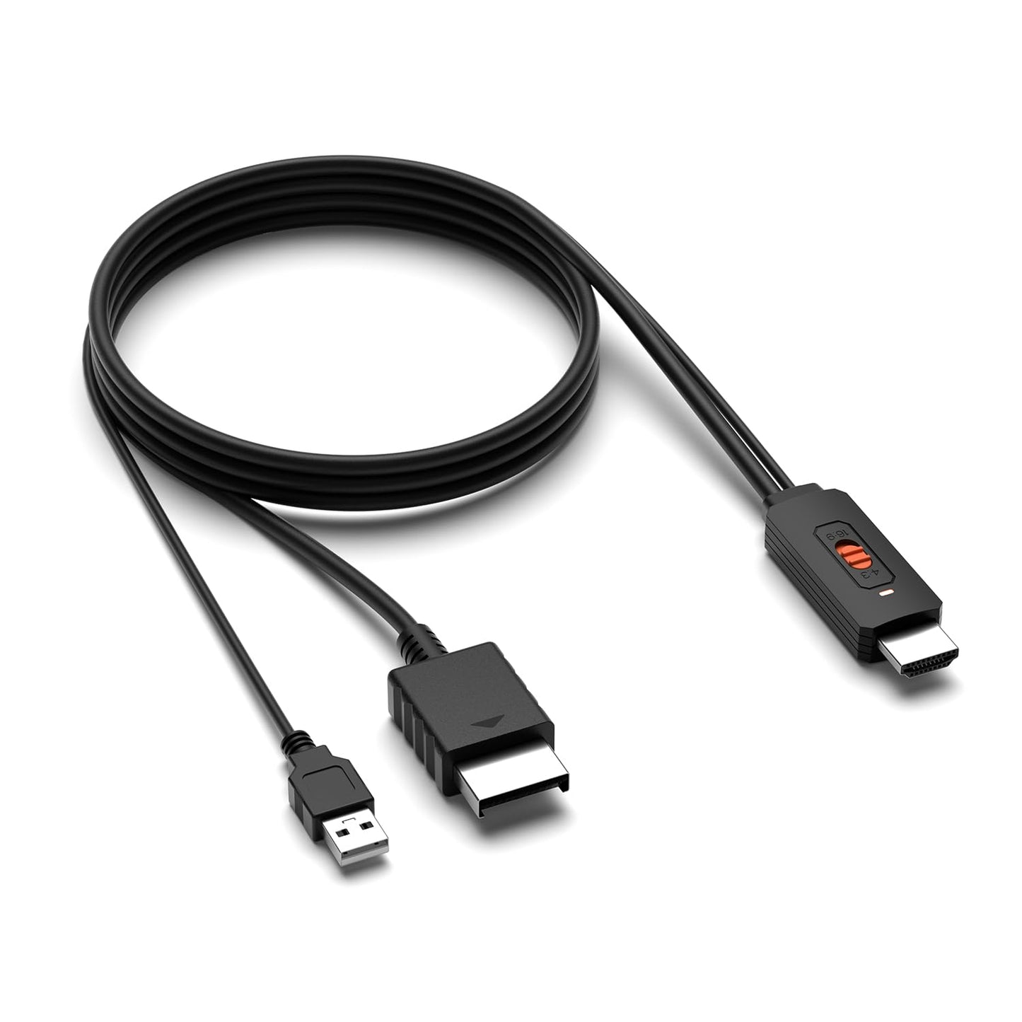 Azduou PS2 to HDMI Adapter HD-Link Cable for PS1 Support 4:3/16:9 Switch, Converter PS3 Video Signal to HDMI Signal with S-Video