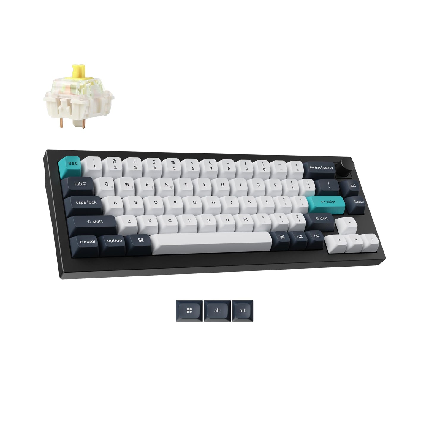 Keychron Q2 Max Wireless Custom Mechanical Gaming Keyboard QMK/VIA Programmable Knob 2.4 GHz/Bluetooth 5.1/Wired 65% Compact RGB Hot-Swap with Gateron Banana Switch for Mac Windows Linux - Black