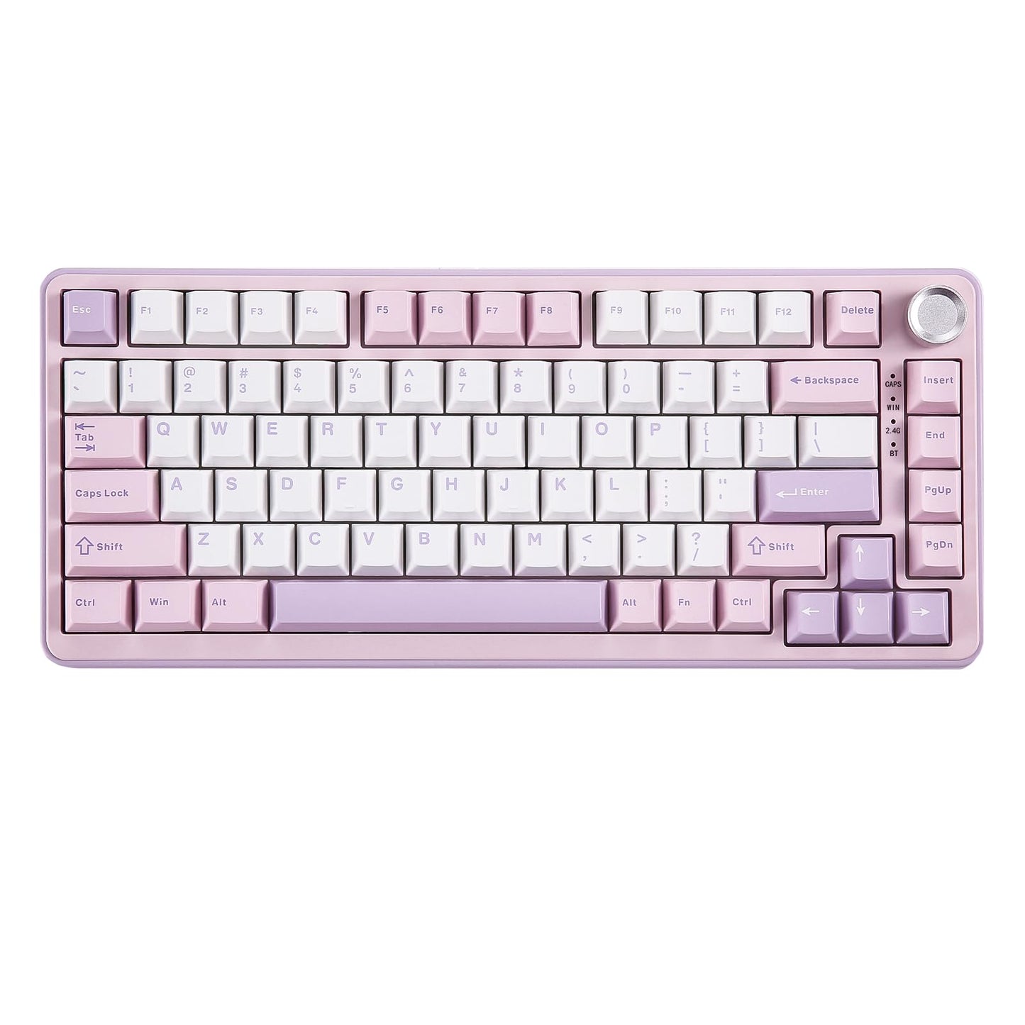 YUNZII B75 PRO Wireless Mechanical Keyboard 75% Layout with Knob Hot Swap Gasket Custom Structure Creamy Pre-lubed Switches RGB Backlit Bluetooth/Type-C/2.4G for Win/Mac(Cocoa Cream V2 Switch Purple)