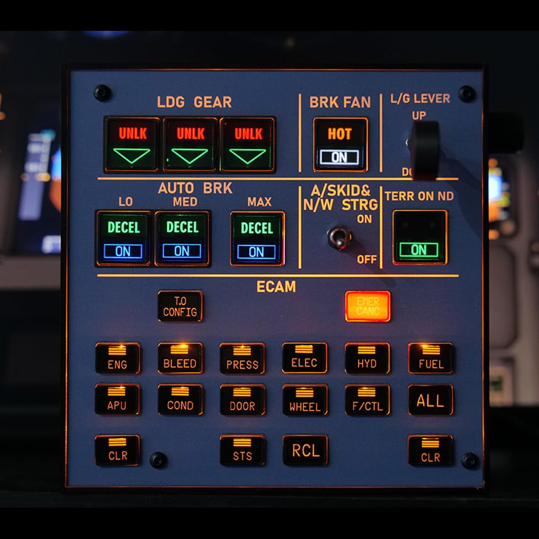 Goekhyrani Flight Simulator Control Panel, A103 A32X/A31X/A350/XECAM HOME COCKPIT Landing Gear Indicator Integrated Panel for MS