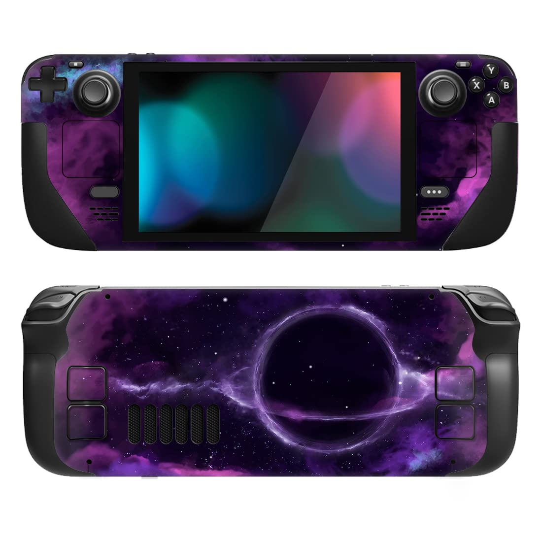 PlayVital Full Set Protective Skin Decal for Steam Deck LCD Custom Stickers Vinyl Cover for Steam Deck OLED - Purple Deep Space
