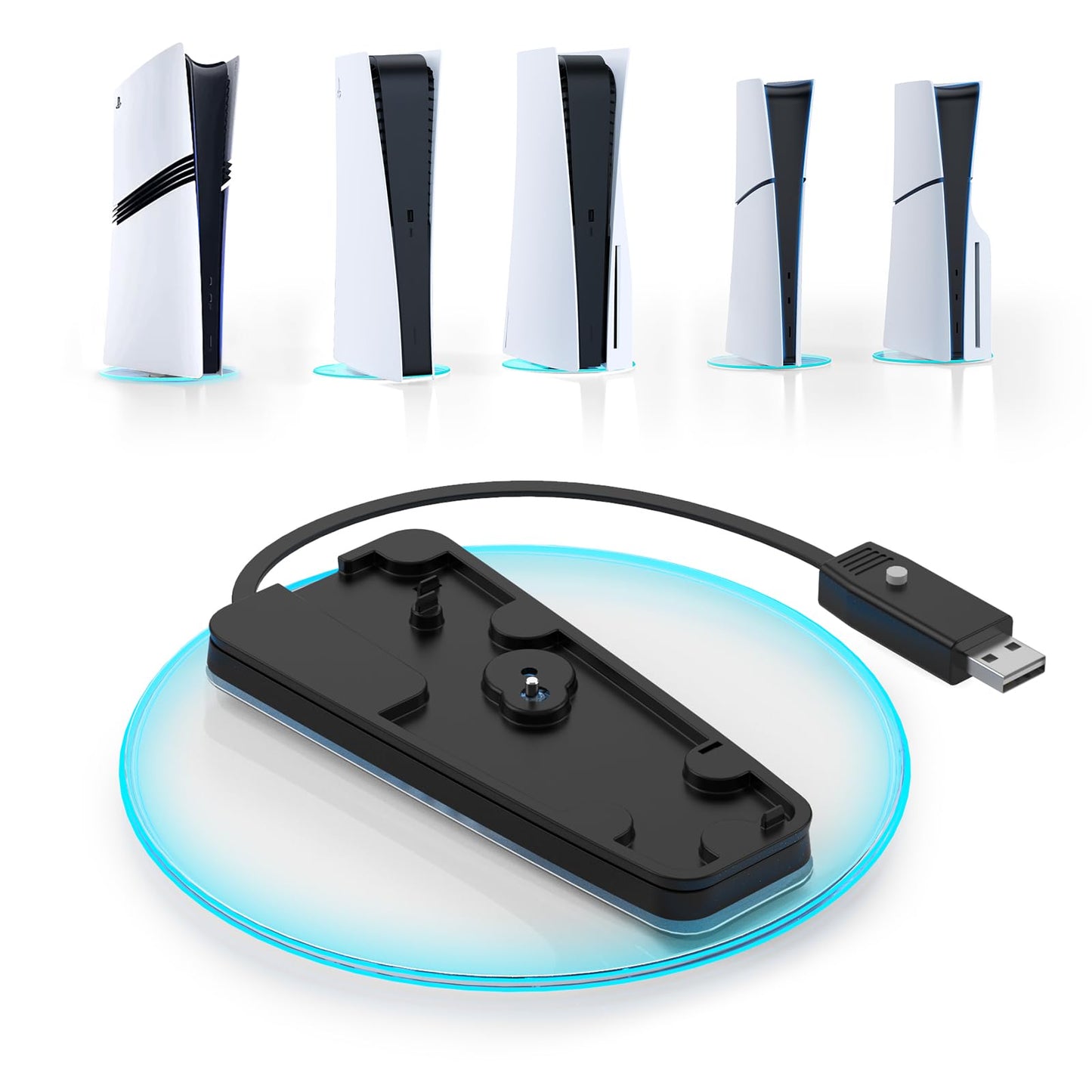 IINE RGB Vertical Stand for PS5/Slim/Pro, PS5/Slim/Pro Base Stand with Adjustabel Lights, Vertical Station Base with Screw & USB