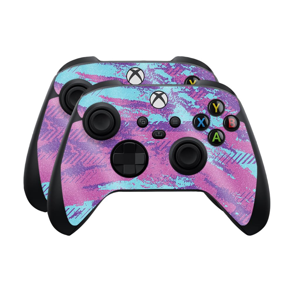 Glossy Glitter Skin Compatible with Microsoft Xbox Series X|S Controller (2 Pack) - Grunge Purple - Premium 3M Vinyl Protective Wrap Decal Cover - Easy to Apply | Crafted in The USA by MightySkins
