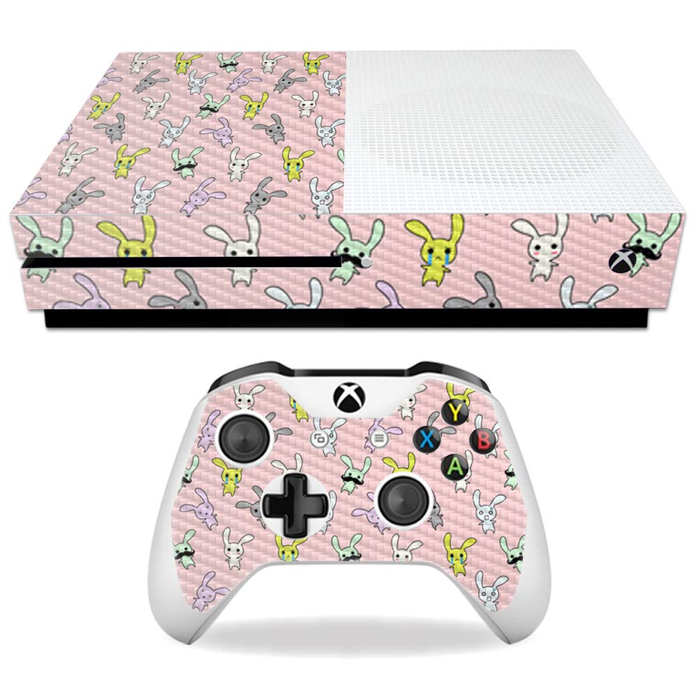 MightySkins Carbon Fiber Skin for Microsoft Xbox One S - Bunny Bunches | Protective Durable Textured Carbon Fiber Finish | Easy to Apply Remove and Change Styles | Made in The USA