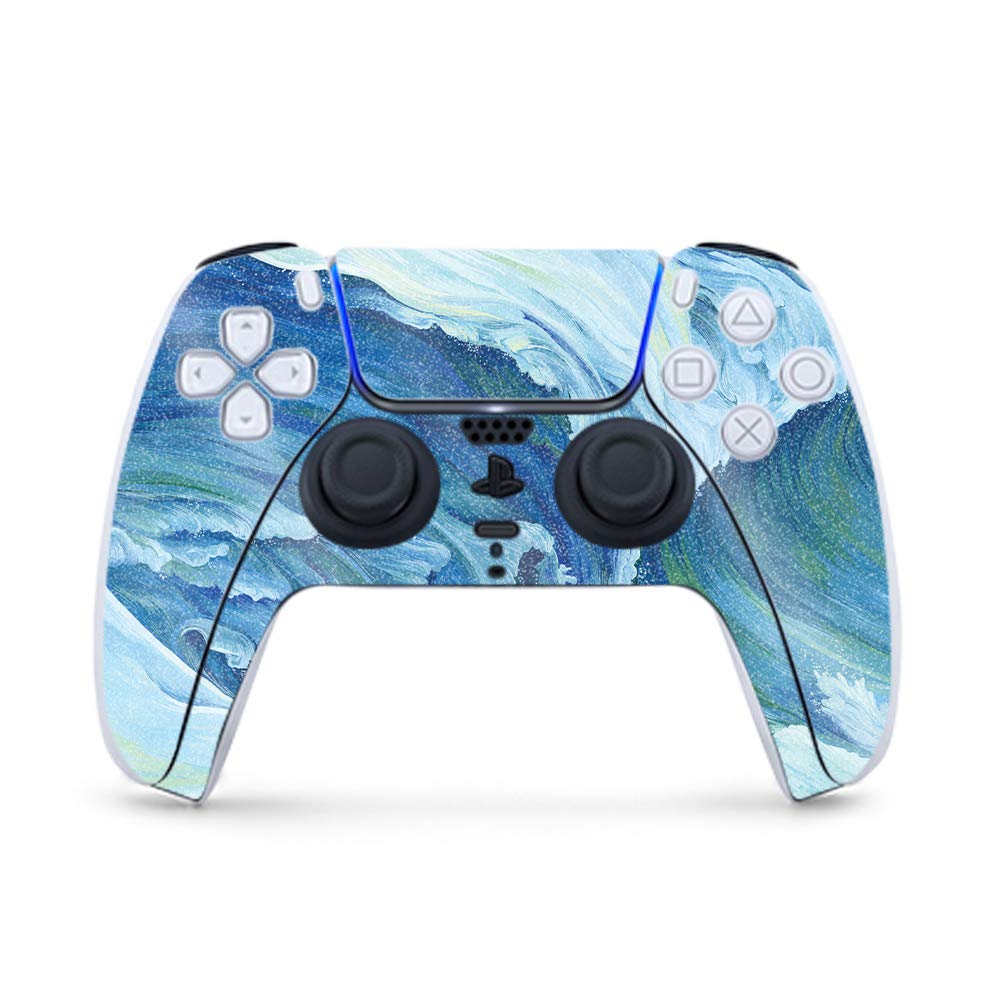 MightySkins Glossy Glitter Gaming Skin for PS5 / PlayStation 5 Controller - Perfect Wave | Durable High-Gloss Glitter Finish | Easy to Apply and Change Style | Made in The USA