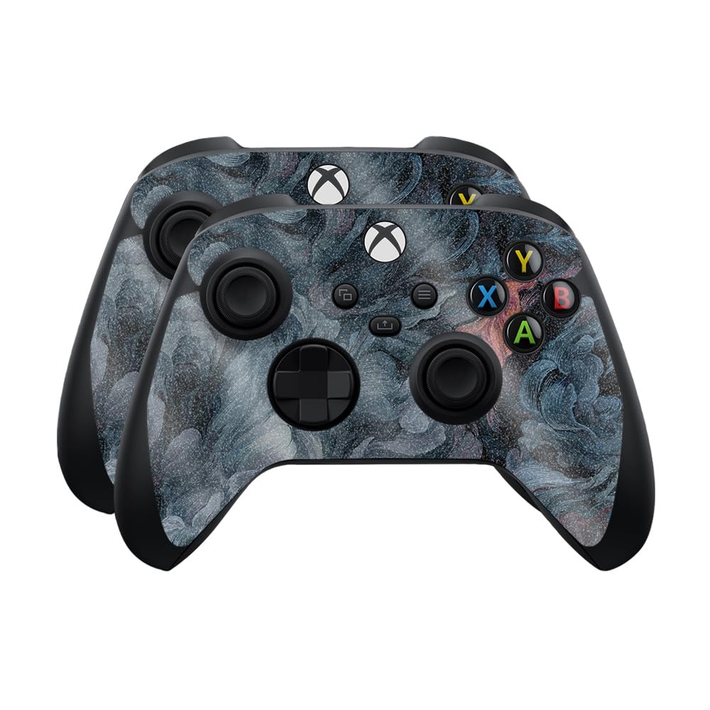 Glossy Glitter Skin Compatible with Microsoft Xbox Series X|S Controller (2 Pack) - Storm Cloud - Premium 3M Vinyl Protective Wrap Decal Cover - Easy to Apply | Crafted in The USA by MightySkins