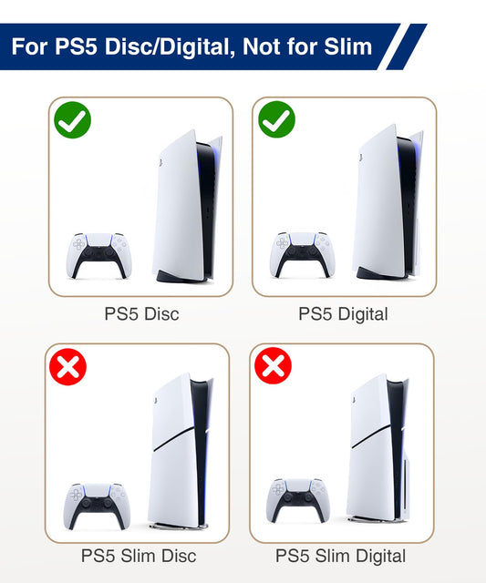 songsoso PS5 Console Holder Wall Mount - Black Gaming Stand for PlayStation 5 Digital Edition, Model JY1001WH, Includes 2 Controller Kits