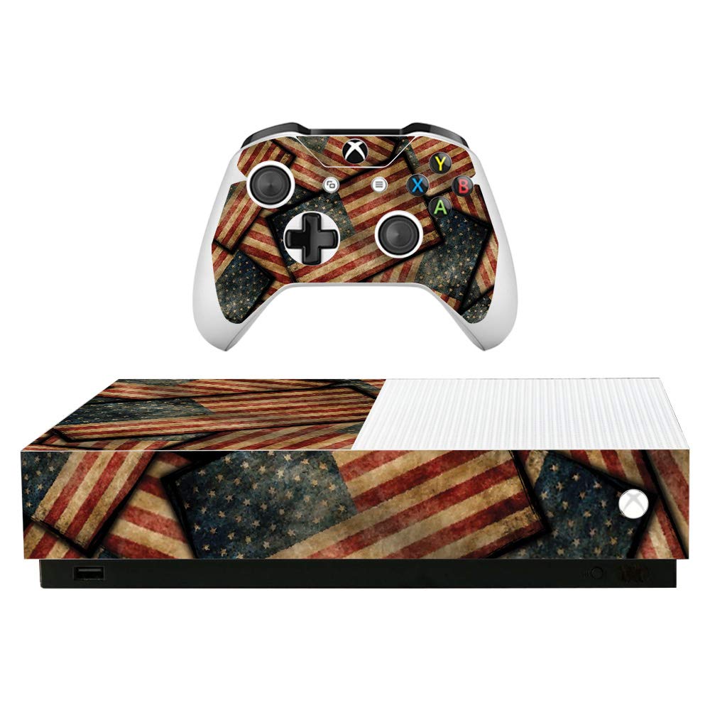 MightySkins Skin for Microsoft Xbox One S All-Digital Edition - Vintage American | Protective Durable and Unique Vinyl Decal wrap Cover | Easy to Apply Remove and Change Styles | Made in The USA