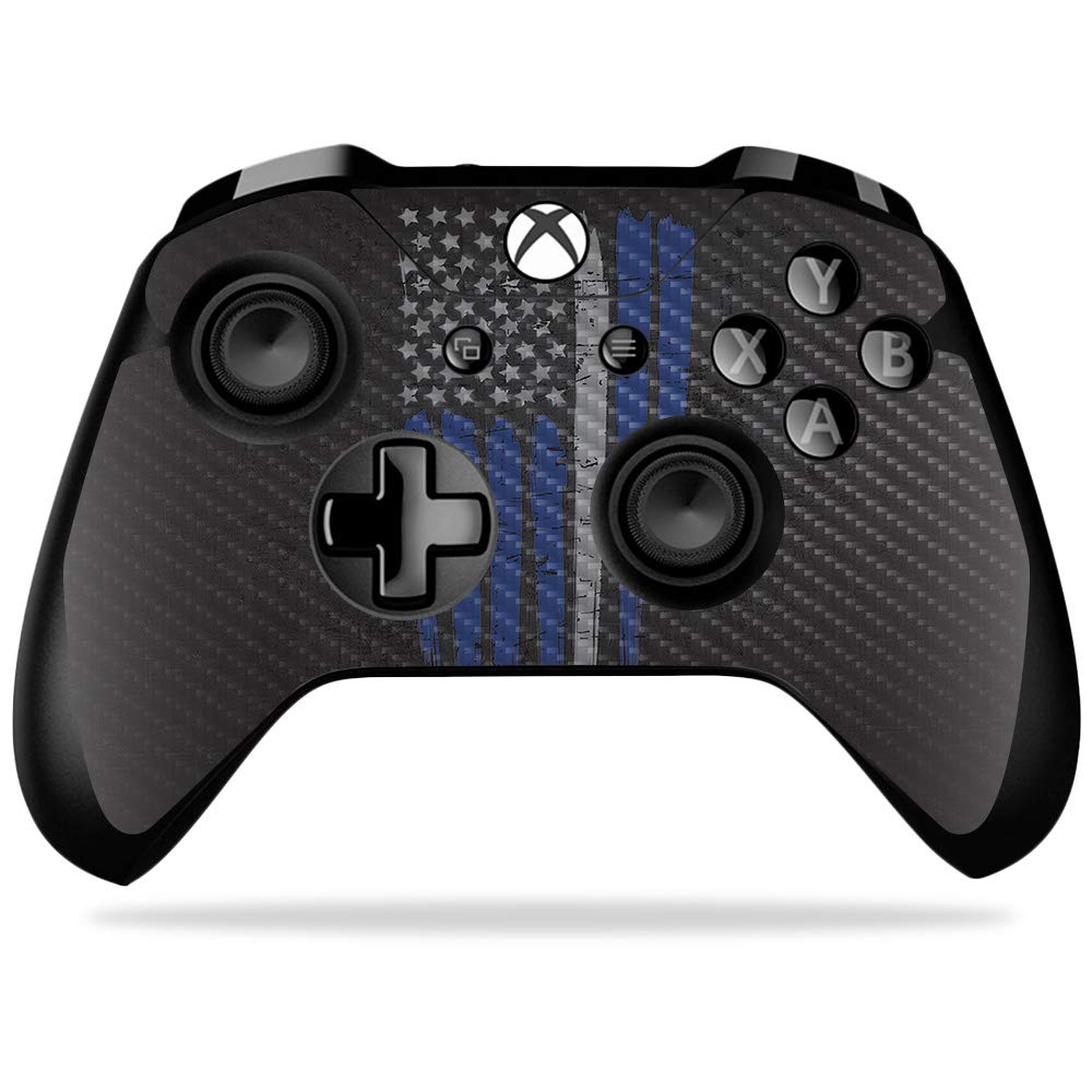 MightySkins Carbon Fiber Skin for Microsoft Xbox One X Controller - Thin White Line | Protective Durable Textured Carbon Fiber Finish | Easy to Apply Remove and Change Styles | Made in The USA
