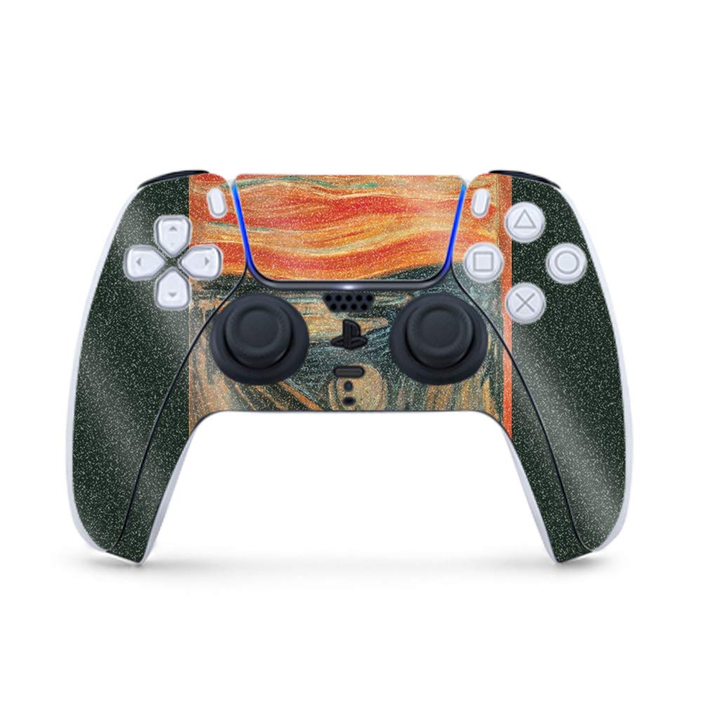 MightySkins Glossy Glitter Gaming Skin for PS5 / Playstation 5 Controller - The Scream | Durable High-Gloss Glitter Finish | Easy to Apply and Change Style | Made in The USA