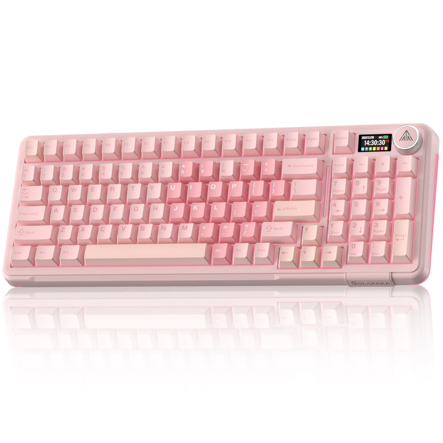 SOLAKAKA A99 Pro Wireless Gaming Keyboard with LCD Screen & Metal Knob 96% Layout Mechanical Keyboard 2.4GHz/BT5.0/USB-C Hot Swappable Creamy Keyboard with Gasket Structure RGB for Win/Mac