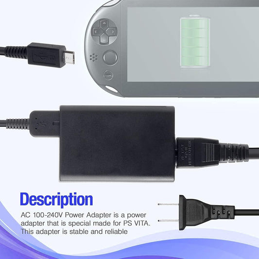 CHENLAN Charger Adapter Set for PS Vita 2000 - AC Adapter with Cable, Black, Model CH-PSV-Adapter