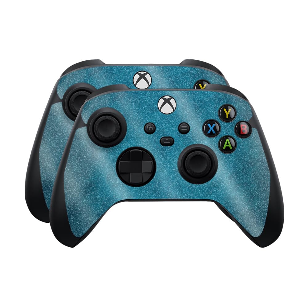 Glossy Glitter Skin Compatible with Microsoft Xbox Series X|S Controller (2 Pack) - Blue Strokes - Premium 3M Vinyl Protective Wrap Decal Cover - Easy to Apply | Crafted in The USA by MightySkins
