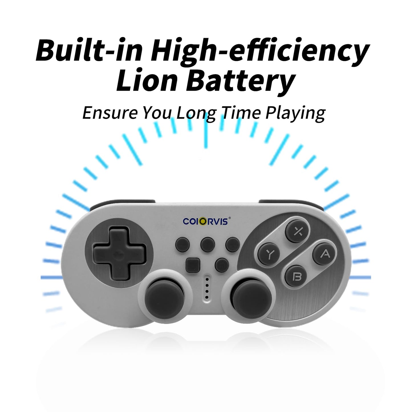 COIORVIS Mini Pro Wireless Controller - ALPS Joystick, Retro Gamepad for Switch, PC, Android, White, Model CHS08C
