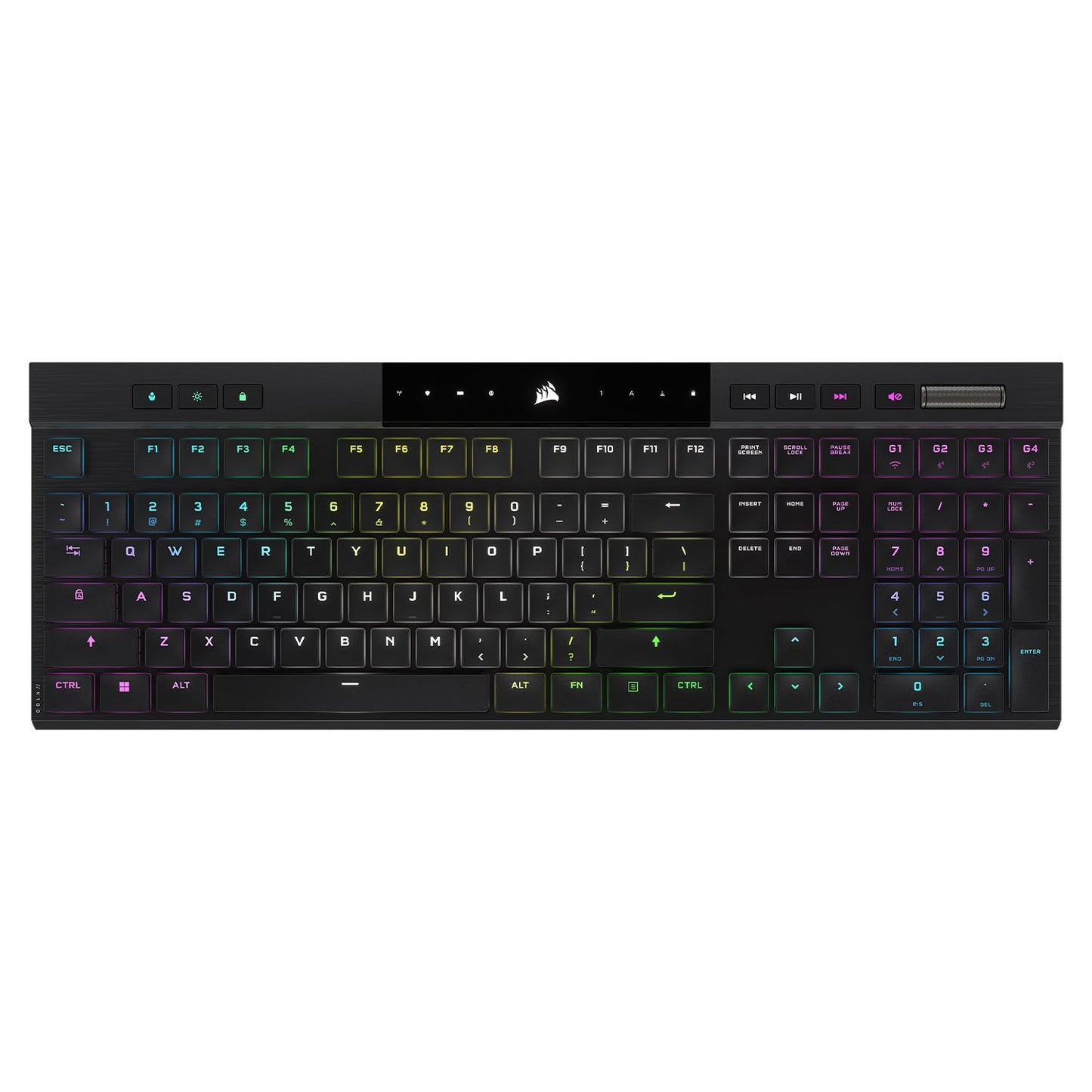 Corsair K100 AIR Wireless RGB Mechanical Gaming Keyboard - Ultra-Thin Sub-1ms Slipstream Low-Latency Bluetooth Cherry MX Ultra Low Profile Keyswitches - NA Layout QWERTY - Black