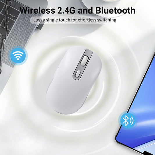 KUYHRF Wireless Mouse - 3 Modes Bluetooth 5.0 & 4.0, 2.4G Rechargeable Ergonomic Mouse for Laptop/PC/Mac/iPad Pro -