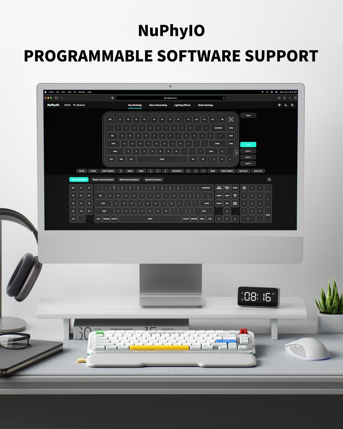 nuphy Kick75 Wireless Mechanical Keyboard - 75% Layout, RGB Backlit, Hot Swappable, Silver Nano Switch, Gray/Silver Color