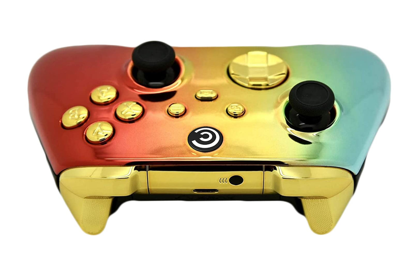 Custom Controllerzz Wireless Controller for Xbox & PC - Rainbow Chrome & Gold Chrome Inserts