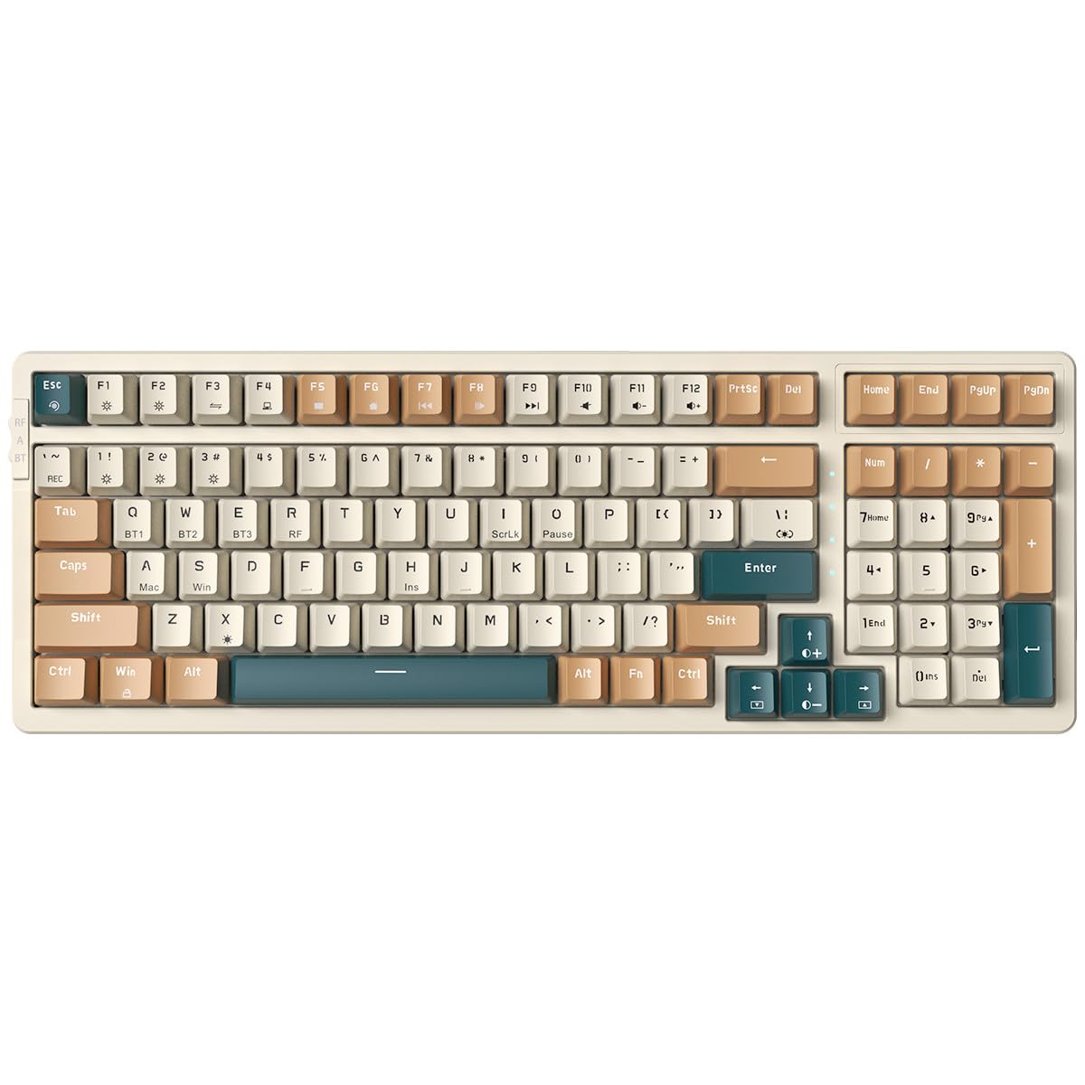 Wireless Mechanical Keyboard Triple Mode 2.4G/USB-C/BT Gaming Keyboards 100 Keys RGB Backlit Brown Switch Rechargeable | Brown Combo