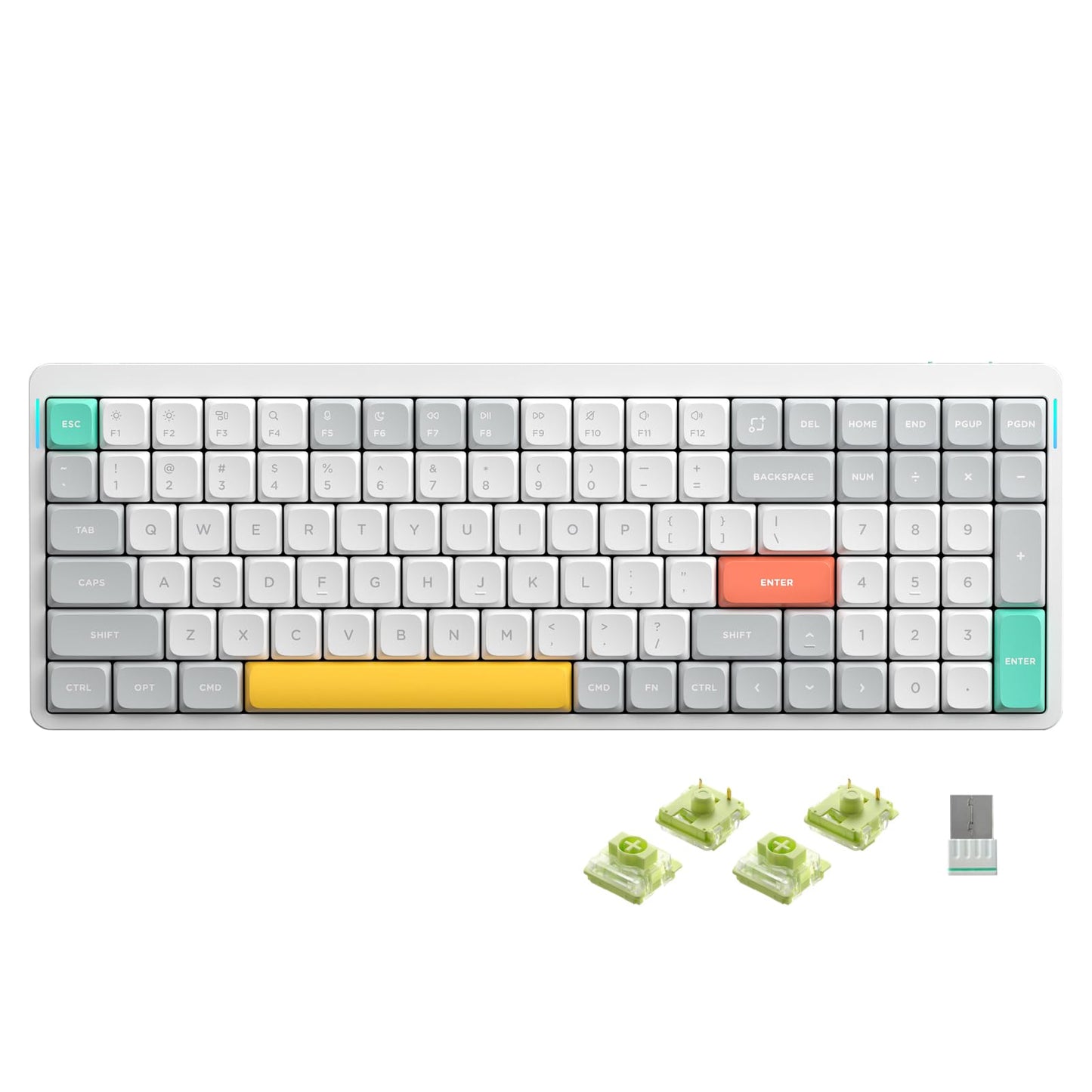 nuphy Air96 V2 Wireless Mechanical Keyboard 100 Keys RGB Backlit Keyboard Supports Bluetooth 5.1 2.4G and Wired Connection for PC/Laptop/Windows/Mac -White Gateron Aloe Switch