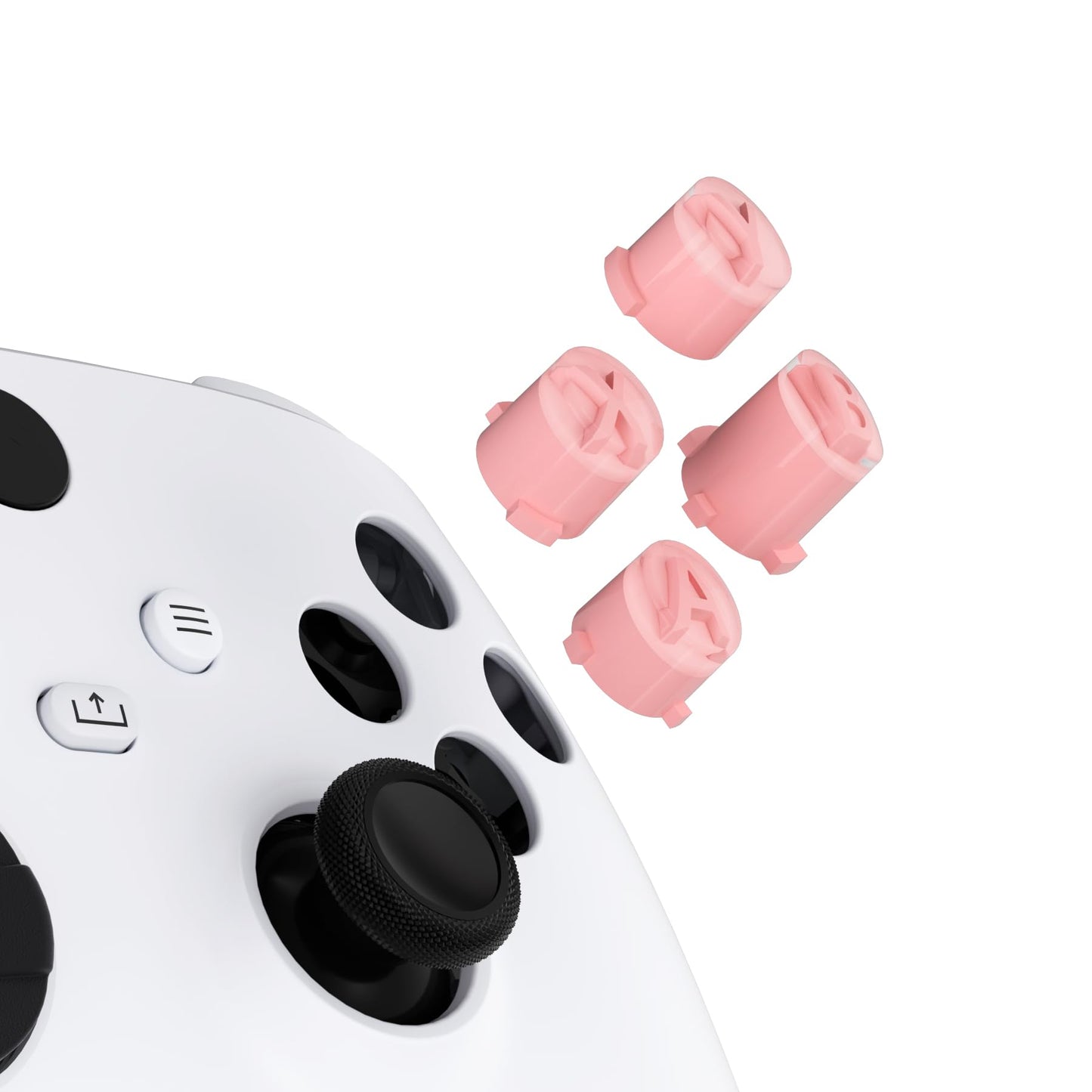 eXtremeRate ABXY Buttons for Xbox Core Wireless Controller Two-Tone Carmine Pale Red & Clear Classic Symbols Action Buttons Replacement Prats for Xbox One S/X Elite Series 2 Core & 1 Controller