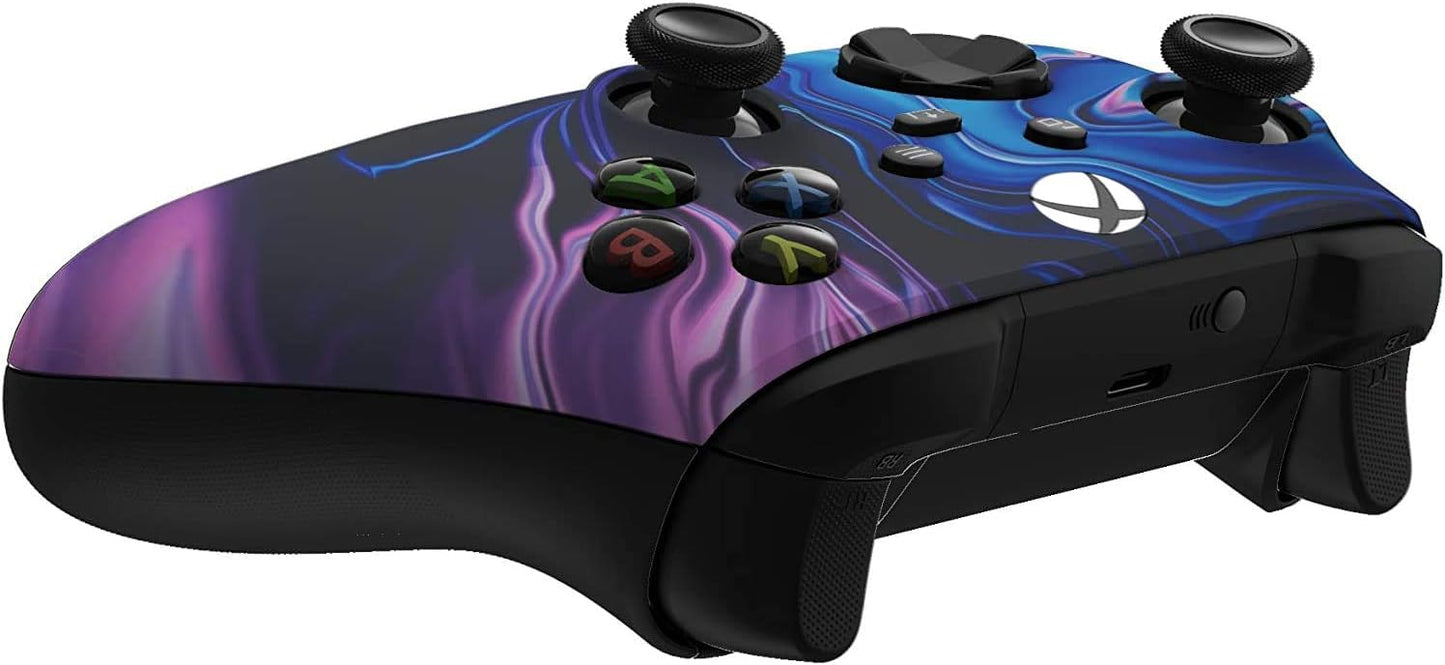 Custom Controllerzz Wireless Controller for Xbox Series X/S & One - Soft Touch Feel - X/S Blue & Purple Swirl