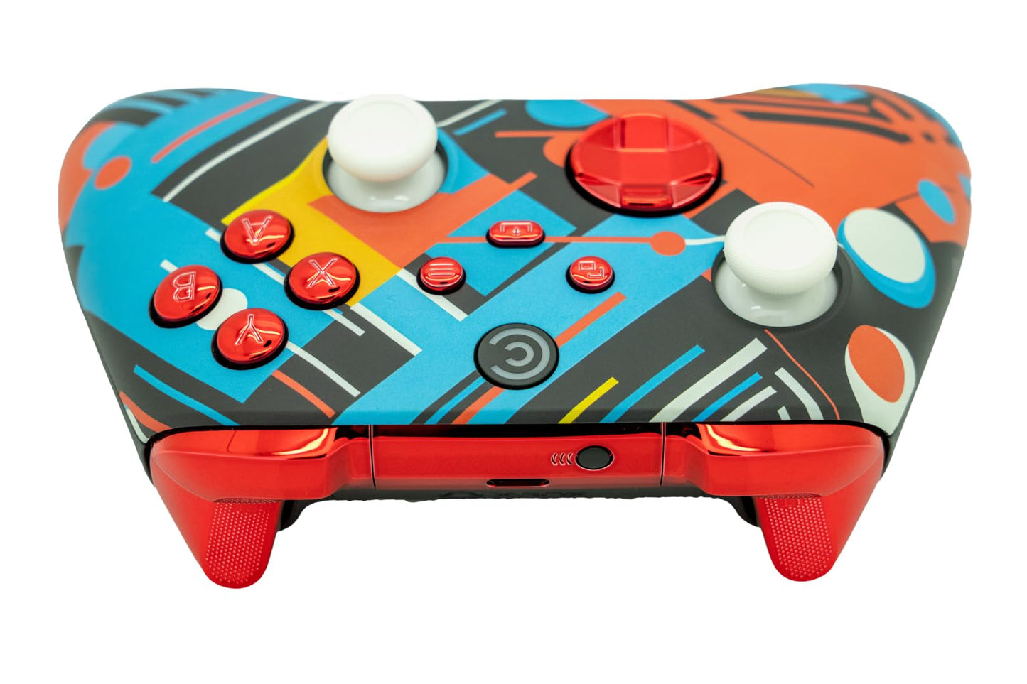 Custom Controllerzz Wireless Controller for Xbox & PC - Abstract Fusion & Red Chrome Inserts