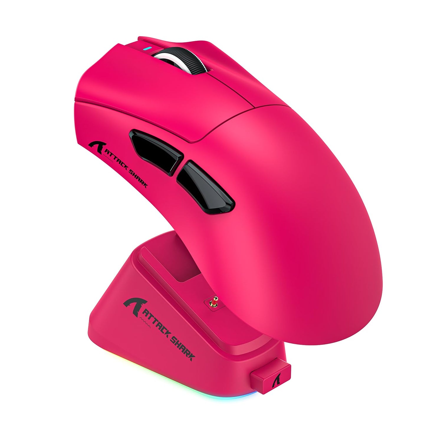 ATTACK SHARK V3 Pro Wireless Esports Gaming Mouse with Magnetic Charging Dock:62g Lightweight-1K Polling-25K DPI-PAW3311 Sensor Wired/BT/2.4Ghz Programmable BK52820 IC for PC Mac Win Gamer(Berry Red)
