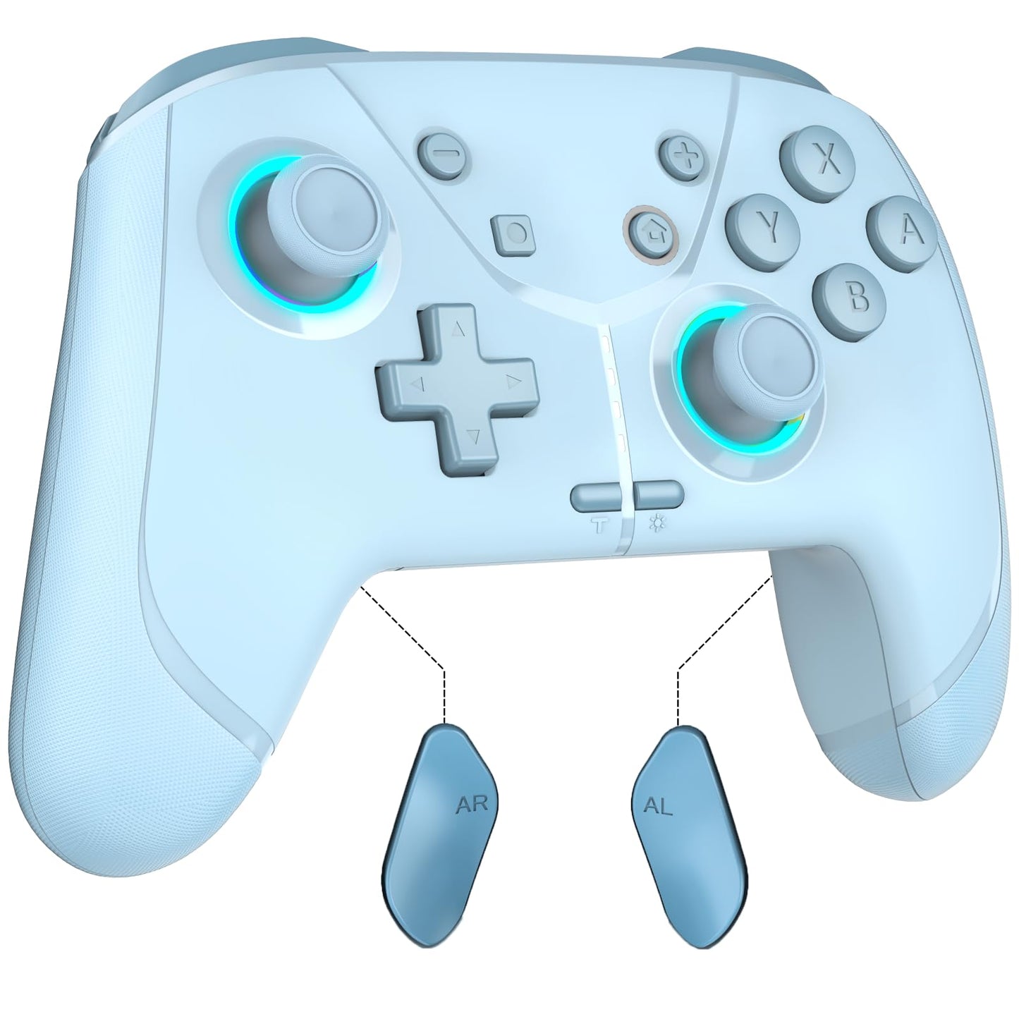 GMBACK Wireless Switch 2 Pro Controller Macro Controller for Nintendo Switch 2/Switch 1/Lite/OLED with Loop Macro Home Wake Up HD Rumble Motion Control Turbo 800mAh Light Blue
