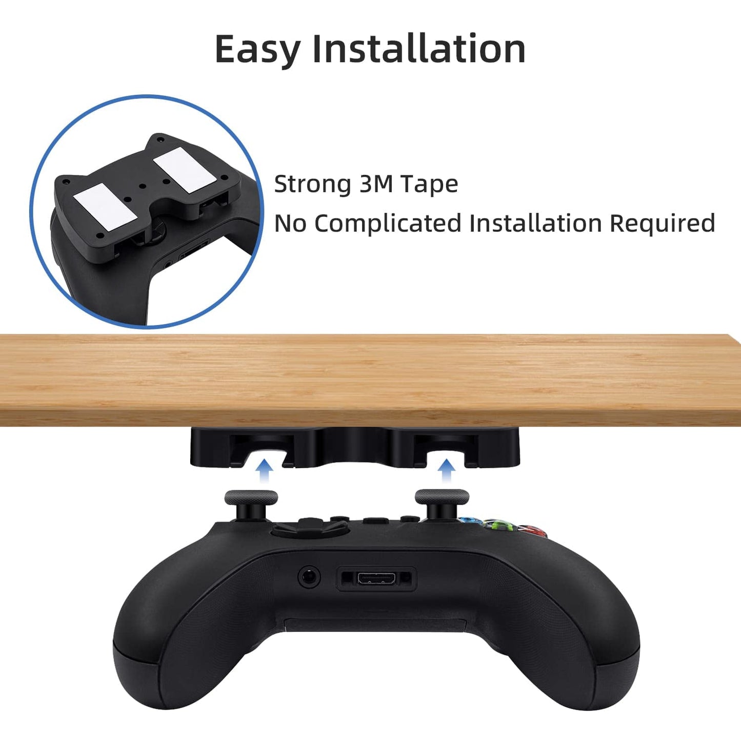 Mcbazel Under Desk Mount for Xbox & Switch Pro Controller - Black, Model MT-000044, Durable ABS Material, Space-Saving Design