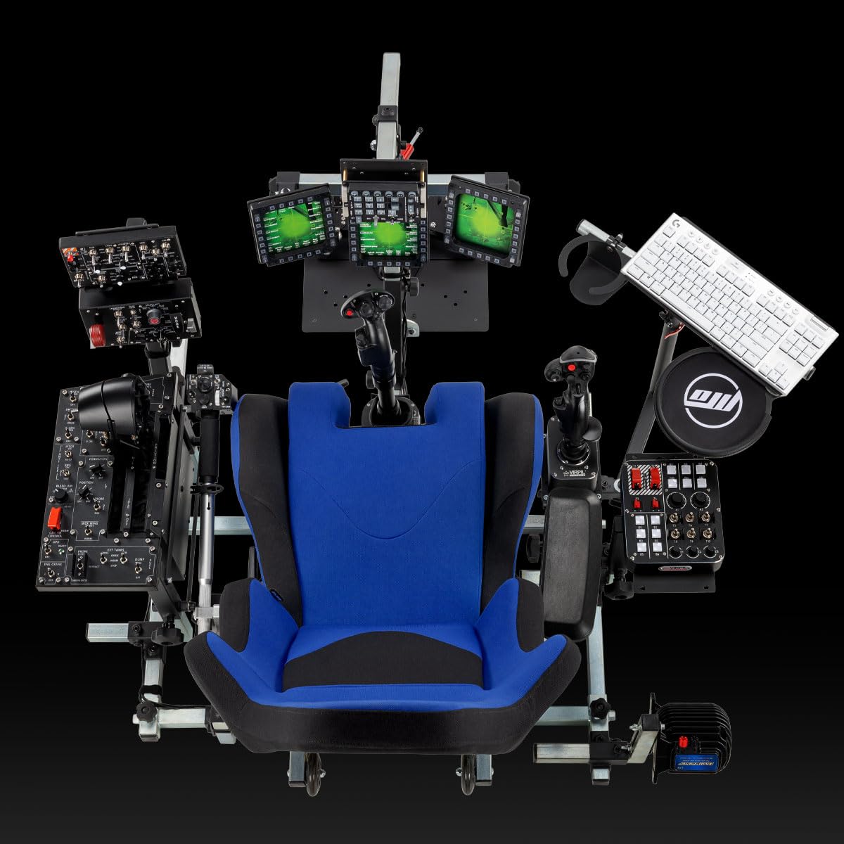 SimFab Modular Flight Simulator Cockpit - DCS Edition, Compatible with Thrustmaster Warthog, Black Seat
