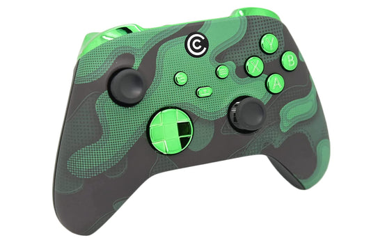 Custom Controllerzz Wireless Controller for PC & Xbox - Green Camo with Green Chrome Inserts