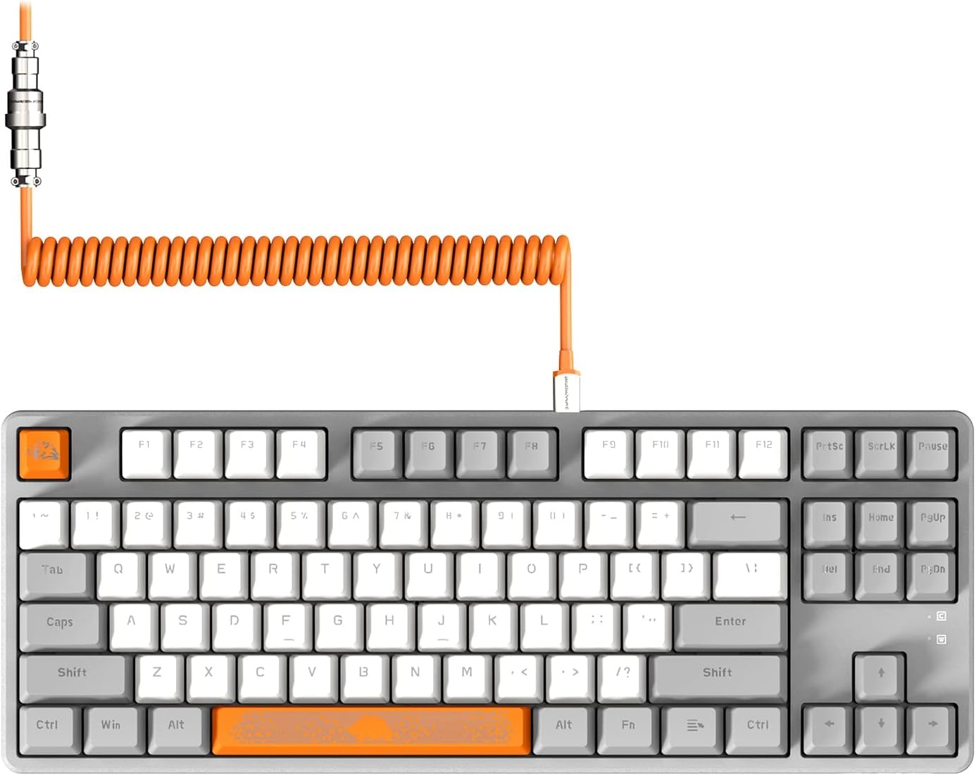 MAGIC-REFINER AK873 Gaming Keyboard Hot-Swappable Linear Red Switch PBT Keycap 75% TKL Layout Rainbow Backlit Ergonomic Mechanical Keyboard with Custom Coiled USB/Type-C Aviation Cable(Orange Gray)