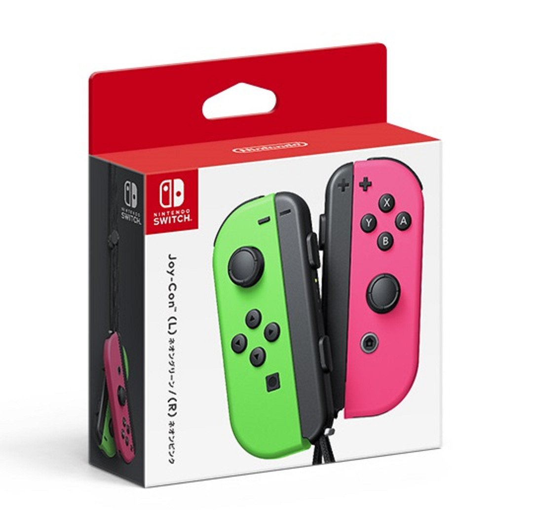 Nintendo Switch Joy-Con (L/R) - Neon Green/Pink Splatoon 2 (Renewed)