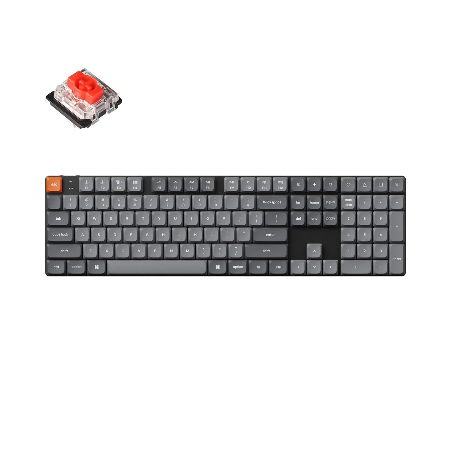 Keychron K5 Max Ultra-Slim Wireless Custom Mechanical Keyboard QMK/VIA Programmable 3-Mode Bluetooth/2.4 GHz/Wired with White Backlight Low Profile Gateron Red Switch PBT Keycaps for Mac Win Linux