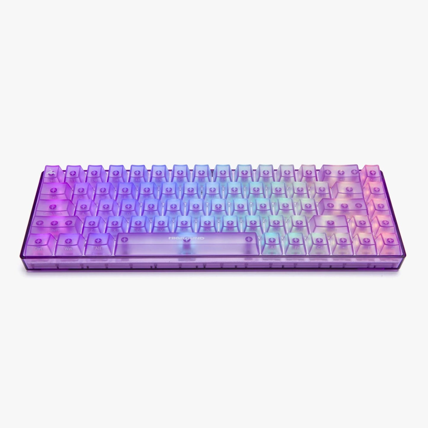 Higround Crystal Amethyst Basecamp 65% Mechanical USB Wired Gaming Keyboard White Flame Switches Programable RGB Transparent/Translucent Hot-Swappable Deep Thock Creamy Sounding PC Keyboard